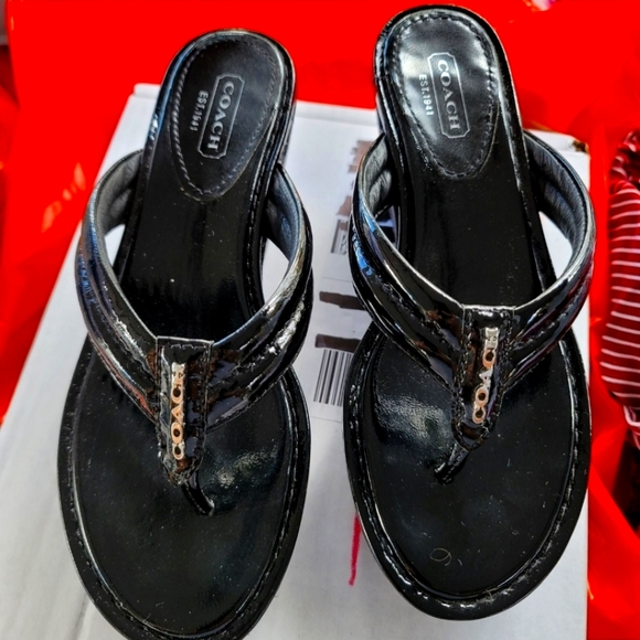 COACH Nella Patent Leather Strap Platforms, EUC - Picture 2 of 4